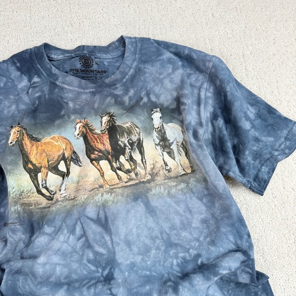 The Mountain Tops - The Mountain Tie Dye T Shirt Four Running Horses Graphic Print XL